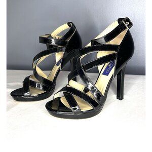 Jimmy Choo x H&M Black Patent Leather Strappy Platform Pumps Womens US 7 EUR 38